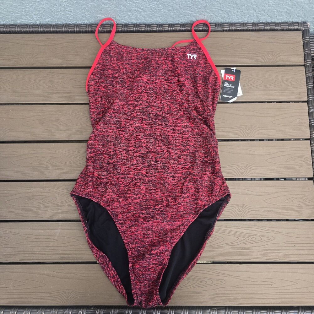TYR Women Durafast Elite Red Lapped Cutoutfit One Piece Women Swim Sz 40 New